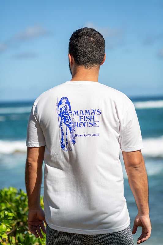 Mama's White Logo Tee - Blue
